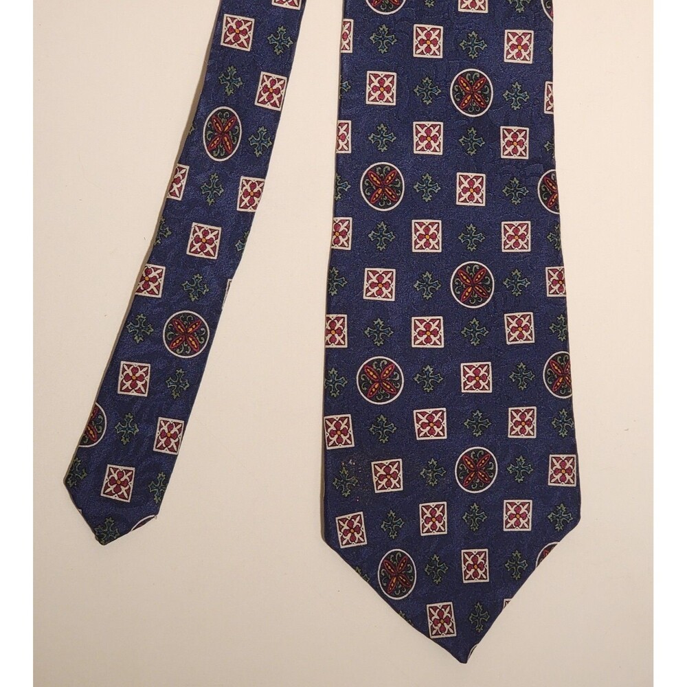 Men's Liberty of London  Navy Blue Red Paisley 100% Silk Necktie